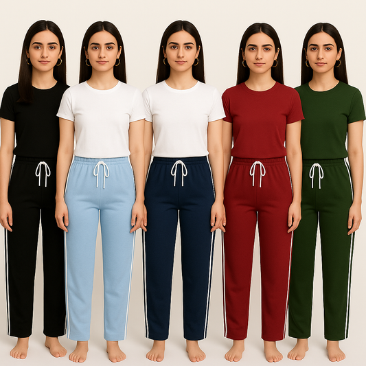 Pack of 5 Aero Deck Side-Strip Jersey Trousers for Her – Random Colors