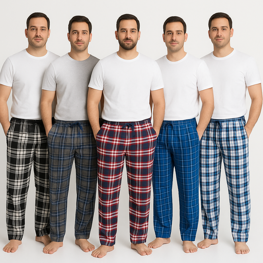 Pack of 5 Aero Deck Checkered Cotton Trouser – Random Colors