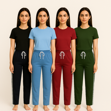 Pack of 4 Aero Deck Side-Strip Jersey Trousers for Her – Random Colors