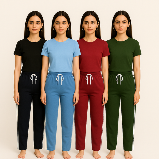 Pack of 4 Aero Deck Side-Strip Jersey Trousers for Her – Random Colors