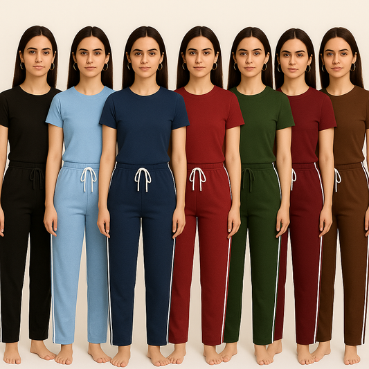 Pack of 7 Aero Deck Side-Strip Jersey Trousers for Her – Random Colors