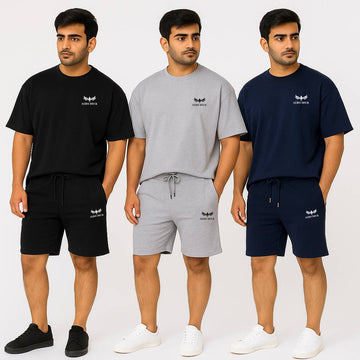 Pack of 3 – Men’s Oversized T-Shirt & Shorts Sets