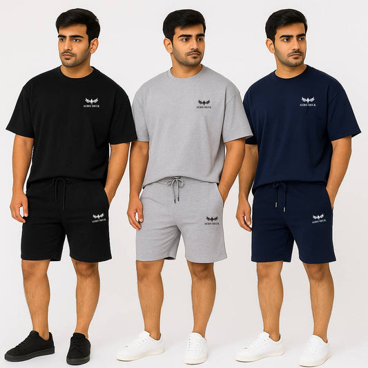 Pack of 3 – Men’s Oversized T-Shirt & Shorts Sets