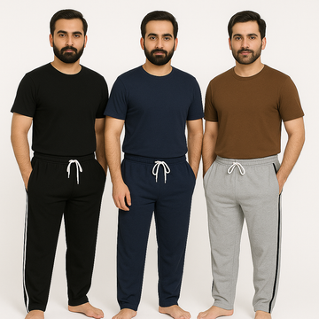 Pack of 3 Side Strip Jersey Trousers – Random Colors