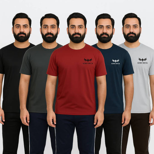 Pack of 5 Aero Deck Cotton Jersey T-Shirts – Random Colors