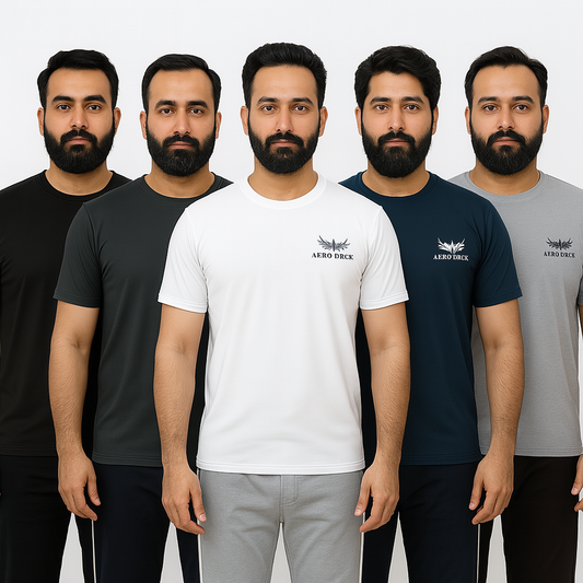 Pack of 5 Aero Deck Cotton Jersey T-Shirts – Random Colors