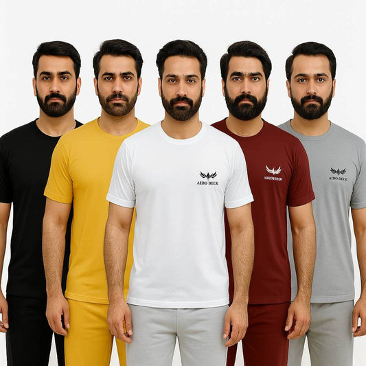 Pack of 5 Aero Deck Cotton Jersey T-Shirts – Random Colors