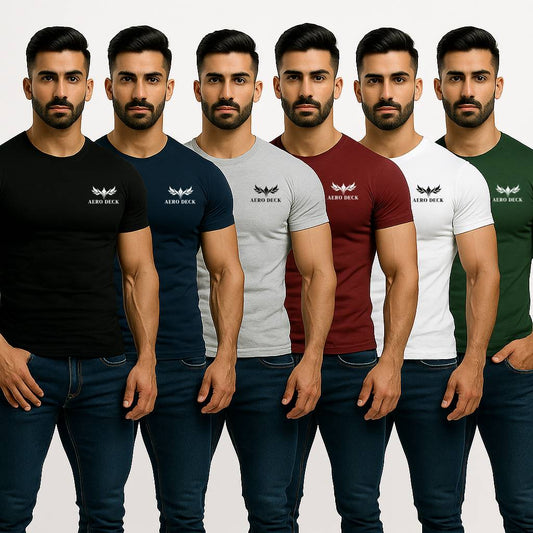 Pack of 6 Aero Deck Cotton Jersey T-Shirts – Random Colors