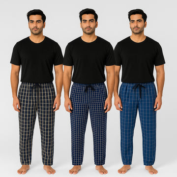 Pack of 3 – Men’s Checkered Pajama Trousers