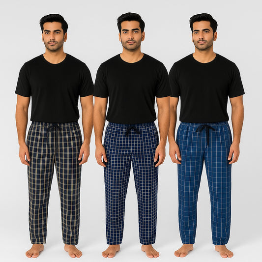 Pack of 3 – Men’s Checkered Pajama Trousers
